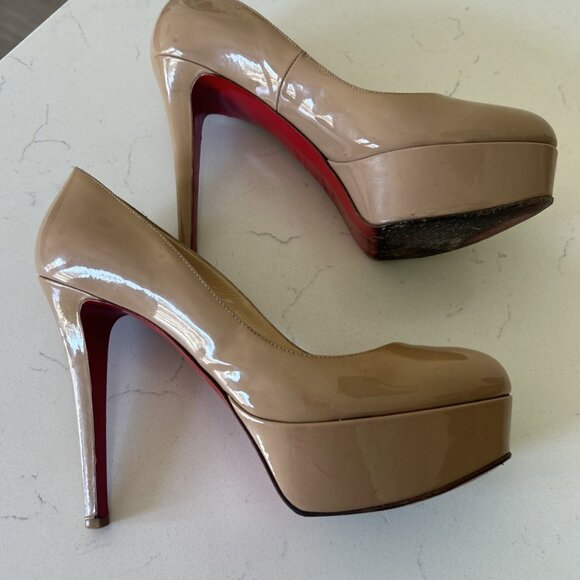 Christian Louboutin Heels IT 37.5 Beige Patent Leather Platform red bottoms pump - Picture 14 of 14